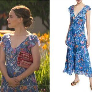 Tanya Taylor Blue Floral Arielle Dress Size 2